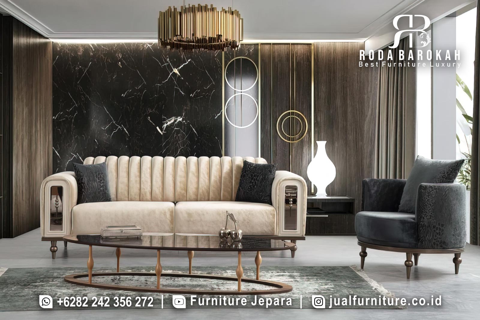 Set Sofa Tamu Mewah Modern Luxury Kontras Elegan FS1512