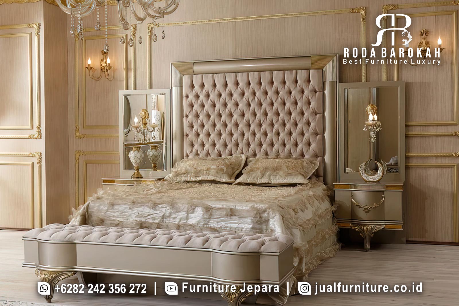 Set Tempat Tidur Mewah Gold Elegan Premium FS1503