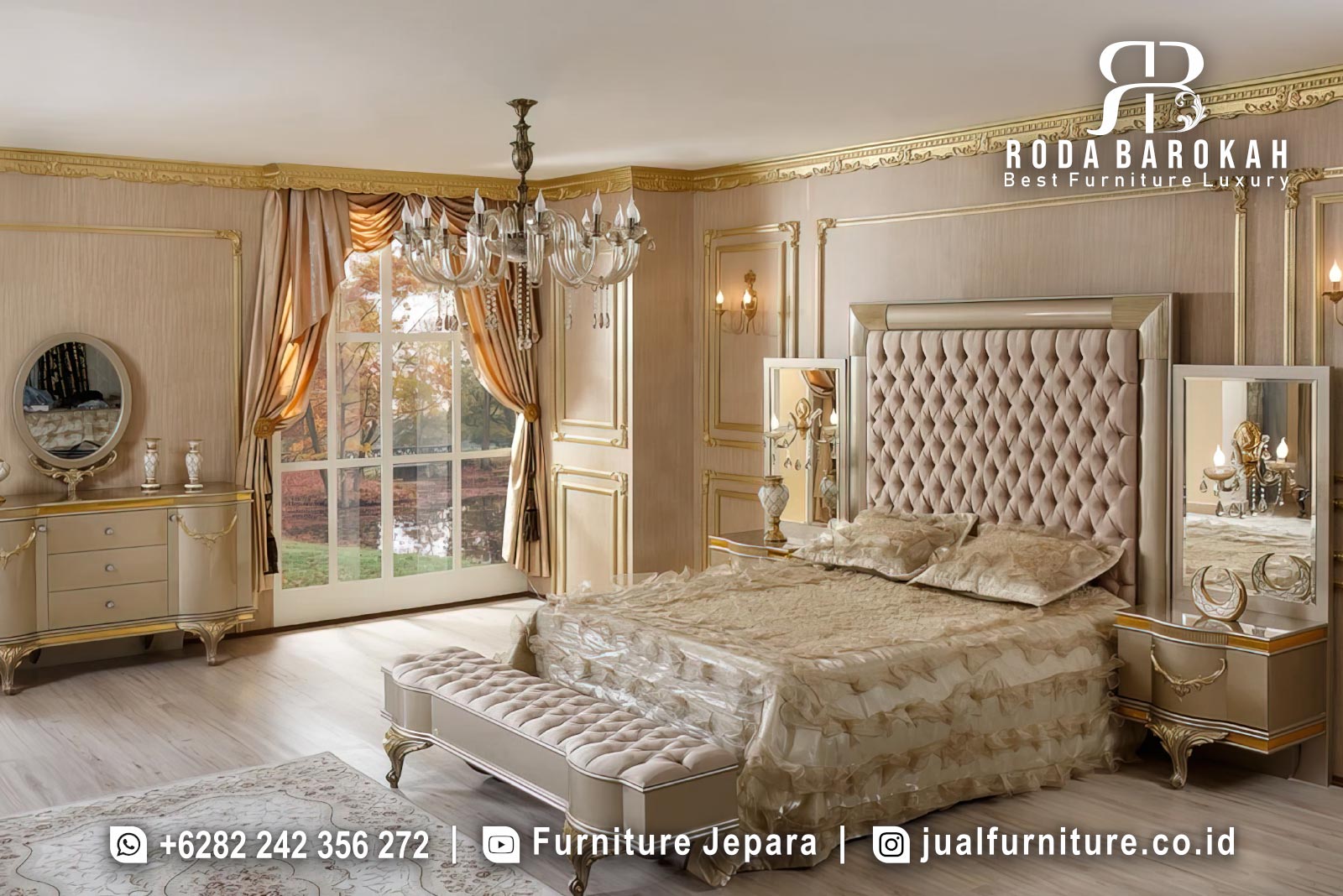 Set Tempat Tidur Mewah Gold Elegan Premium FS1503
