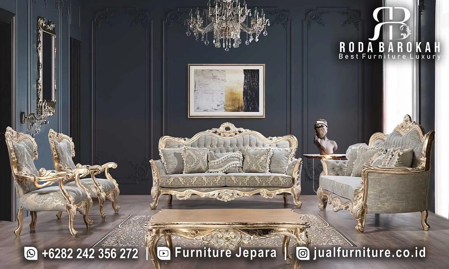 Sofa Ruang Tamu Mewah Gaya Eropa Klasik FS1464