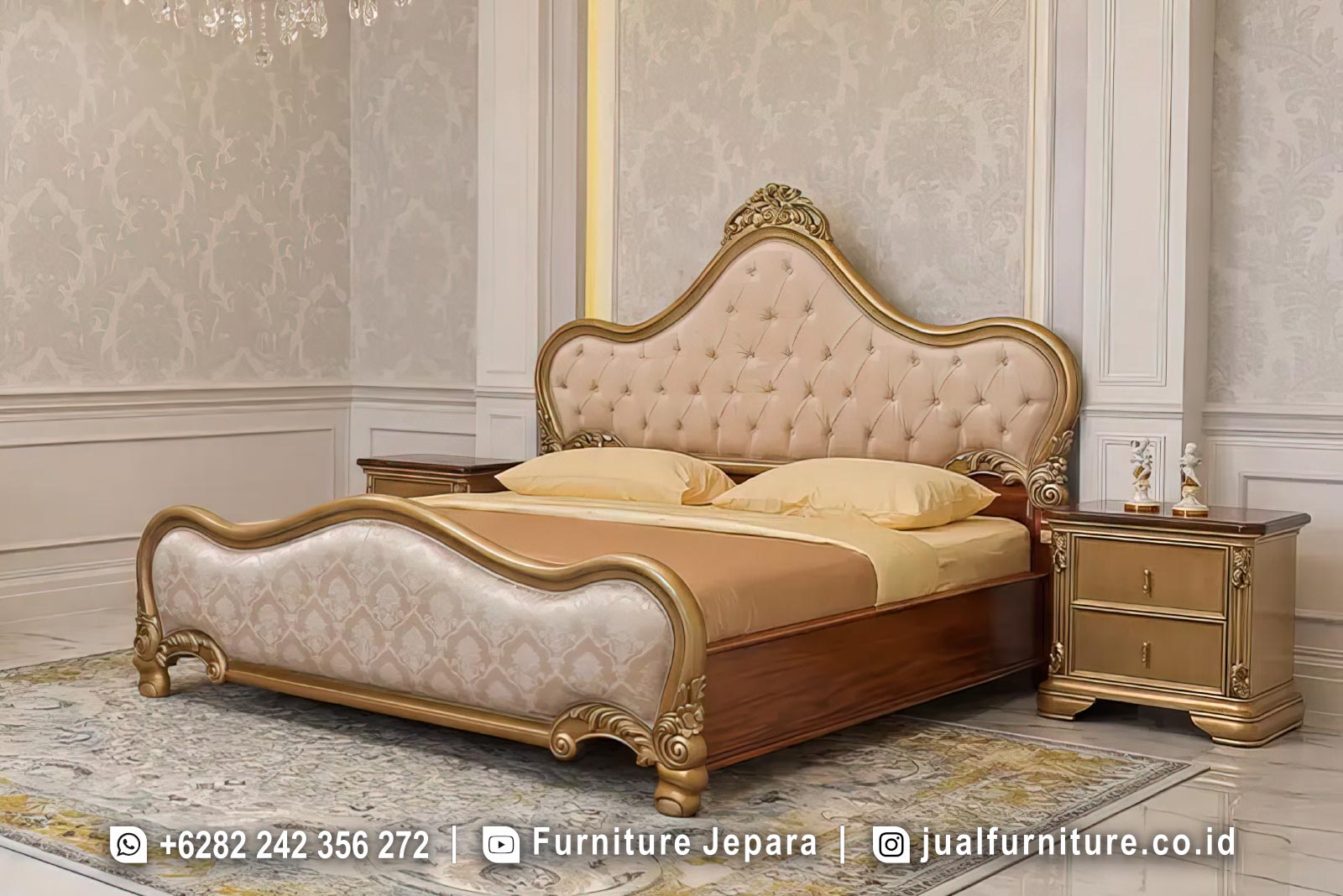 Tempat Tidur Mewah Ukir Klasik Eropa Jepara FS1528